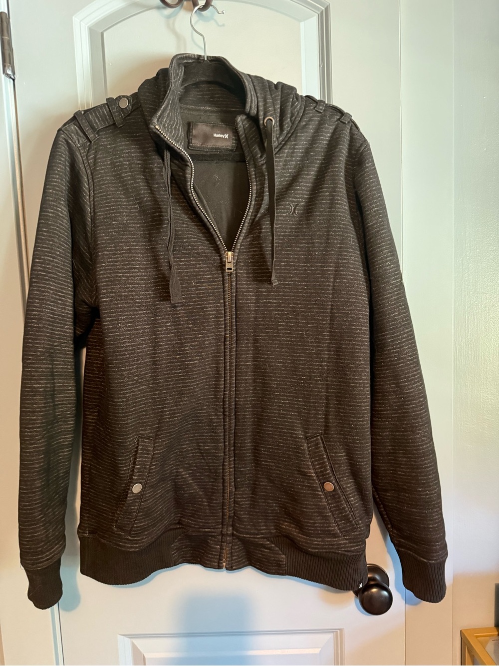 Hurley Black Heathered Zip-Up Hoodie Jacket